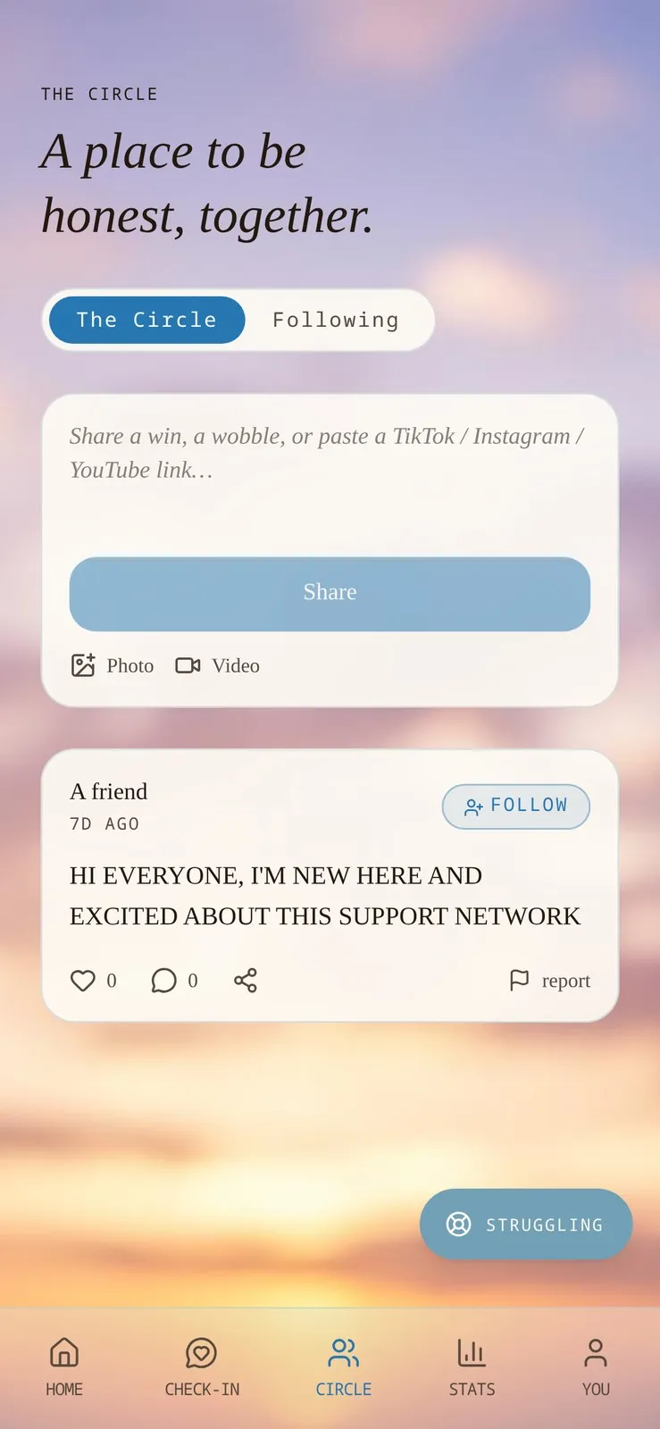 The Circle community feed inside R.U.F.U.S.